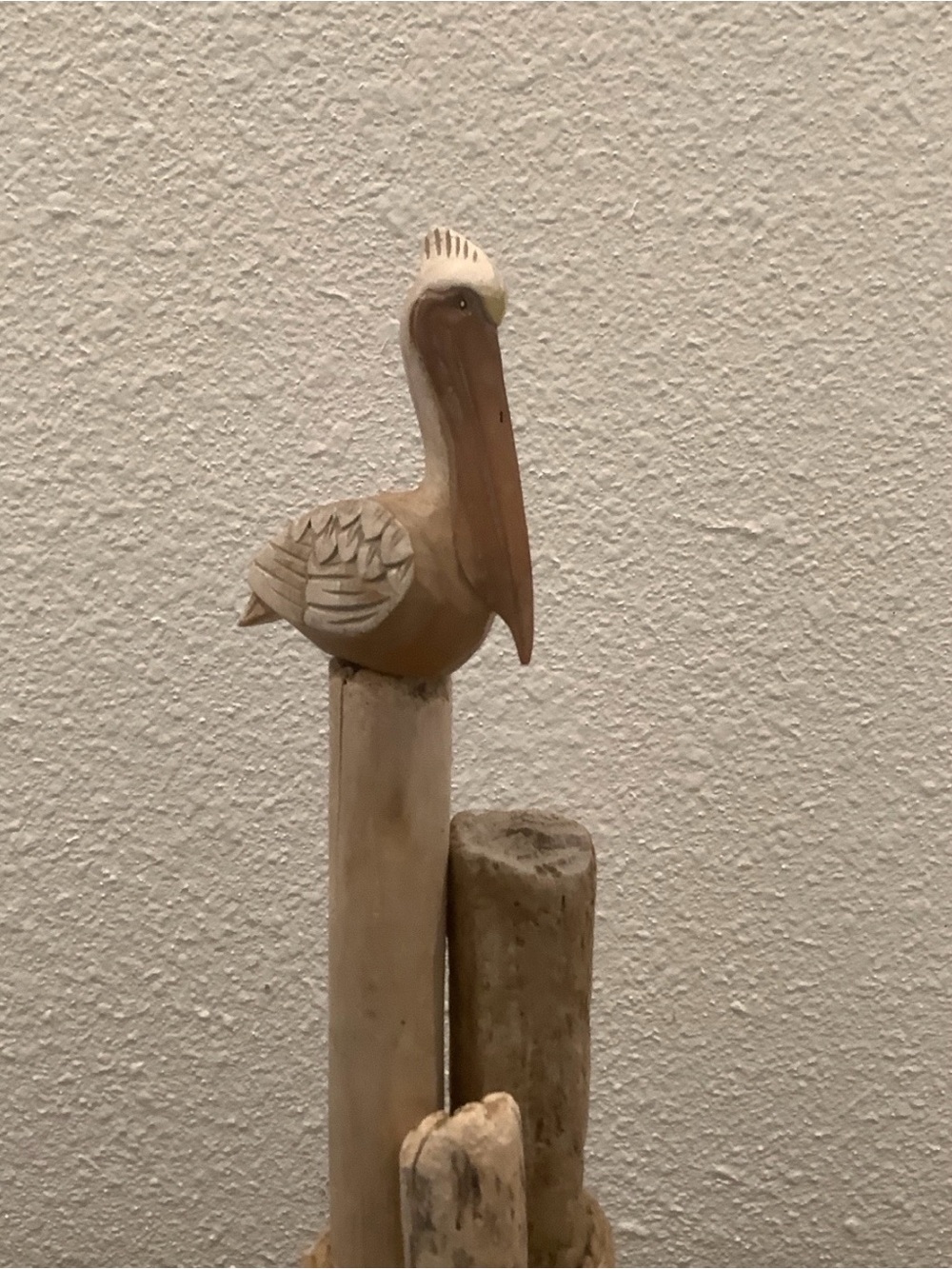 Driftwood Art, Beautiful Carved Wood Pelican, Driftwood Coastal Art - Picture 2 of 10